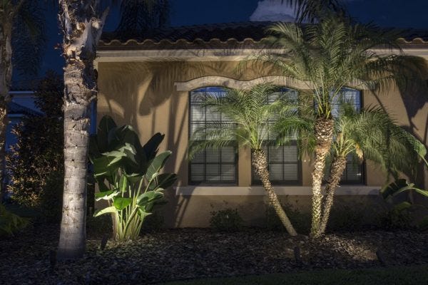 Illuminated home with AMP® Lighting Spotlights