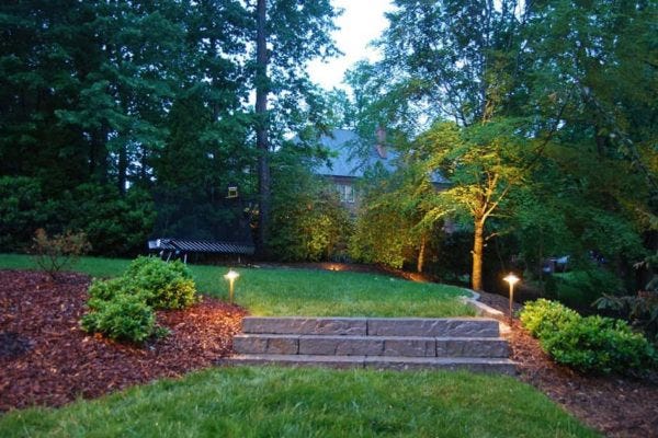 Illuminated pathway with AMP® Path Lights