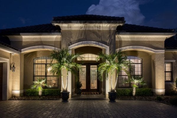 Illuminated home with AMP® Lighting Spotlights