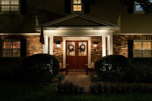 Illuminated home with AMP® Path Lights & Spotlights