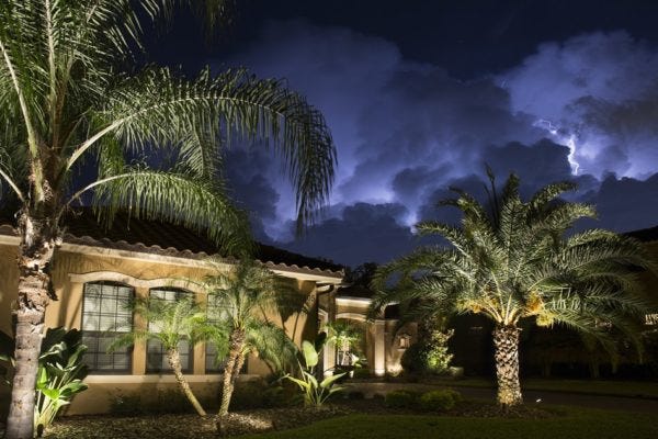 Illuminated home with AMP® Lighting Spotlights