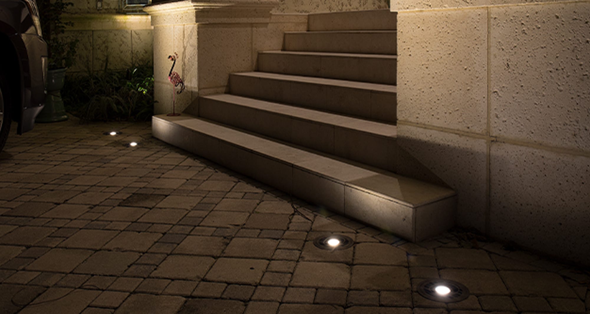 lights, stairs with well lights